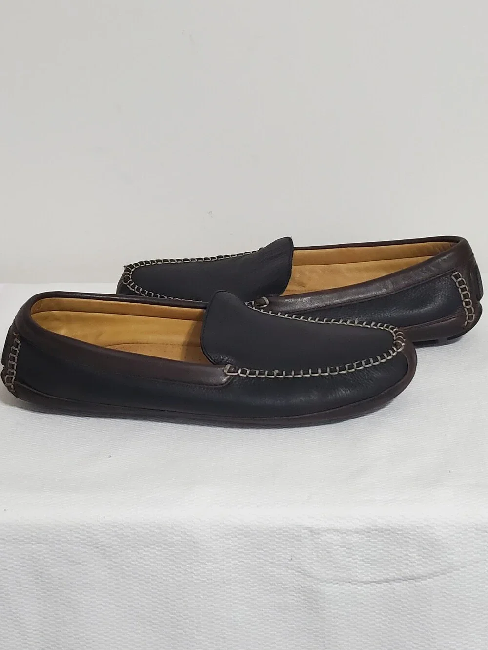 Acorn Pebbled Leather Driving Loafer Black Brown Size 13